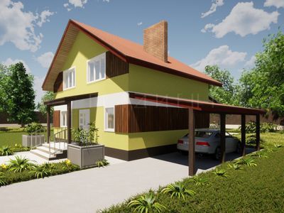 Типовой проект загородного дома с мансардой площадью 140,31 м2