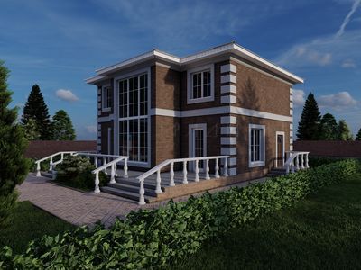 Проект двухэтажного загородного дома площадью 143 м2 с террасой