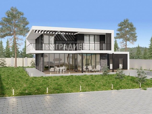 Проект двухэтажного загородного дома площадью 311 м2 с вместительным гаражом и баней-сауной
