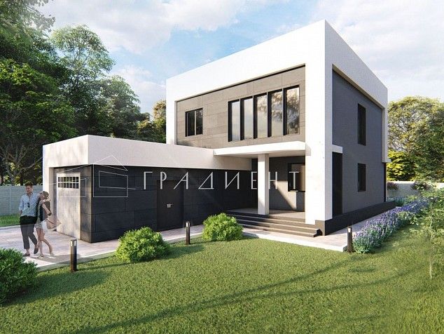 Типовой проект современного двухэтажного частного дома площадью 206,4 м2